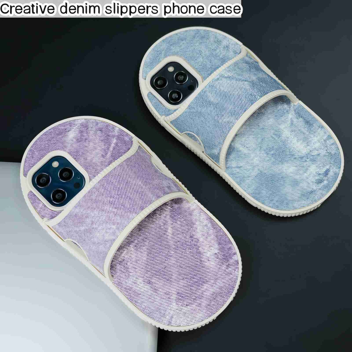 ELECTROPRIME For iPhone 15 Creative Denim Slipper Design TPU Phone Case(Black)