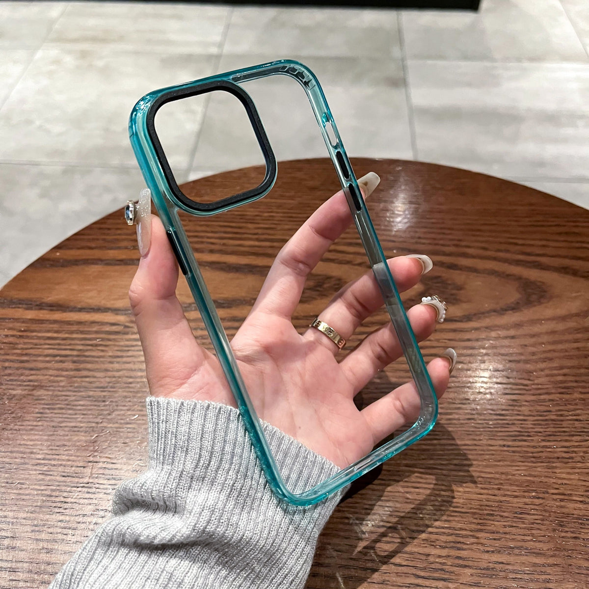 ELECTROPRIME For iPhone 15 2 in 1 Acrylic Transparent Shockproof Phone Case(Black)