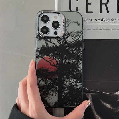 ELECTROPRIME For iPhone 15 Colored Silver Plating Sunset Phone Case(Left)