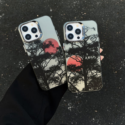 ELECTROPRIME For iPhone 15 Colored Silver Plating Sunset Phone Case(Left)