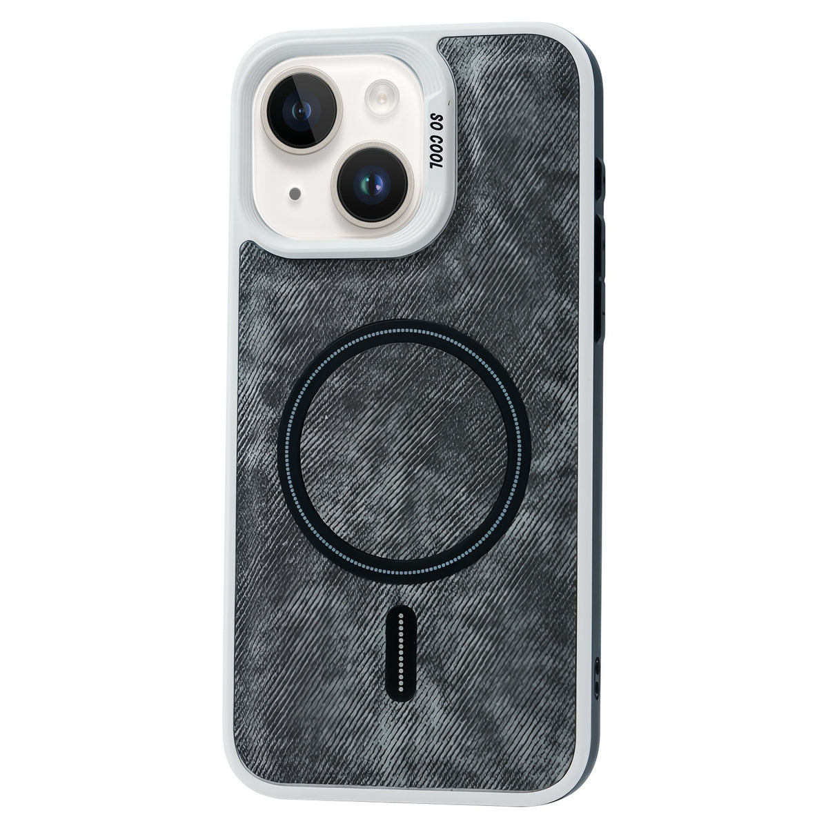 ELECTROPRIME For iPhone 15 Plus Contrast Color Denim MagSafe Magnetic Phone Case(Black)