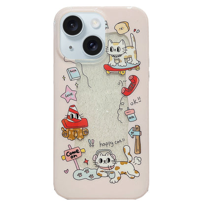 ELECTROPRIME For iPhone 15 Double Sided IMD Full Coverage TPU Phone Case(Skateboard Cat Pentagram)