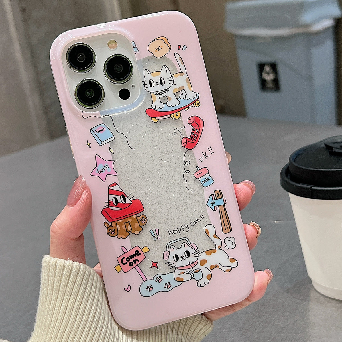 ELECTROPRIME For iPhone 15 Double Sided IMD Full Coverage TPU Phone Case(Skateboard Cat Pentagram)