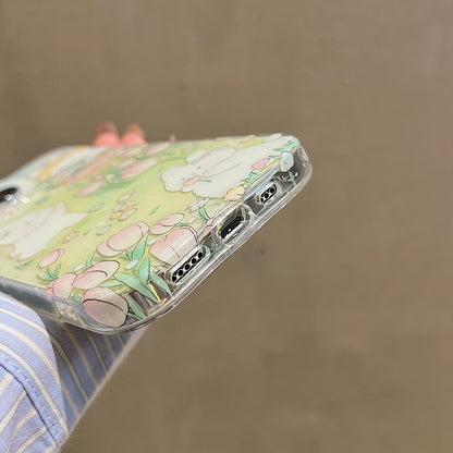 ELECTROPRIME For iPhone 15 Double Sided IMD Full Coverage TPU Phone Case(Rabbit Tulip)