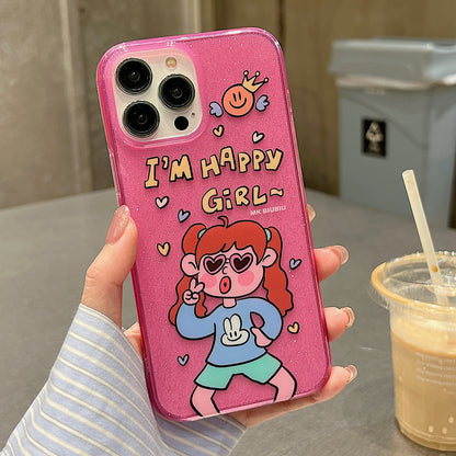 ELECTROPRIME For iPhone 15 Double Sided IMD Full Coverage TPU Phone Case(Rabbit T-shirt Girl)