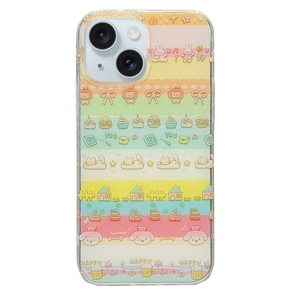 ELECTROPRIME For iPhone 15 Double Sided IMD Full Coverage TPU Phone Case(Cake House Cat)