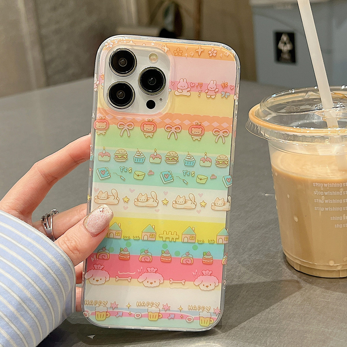ELECTROPRIME For iPhone 15 Double Sided IMD Full Coverage TPU Phone Case(Cake House Cat)