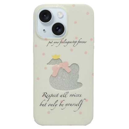ELECTROPRIME For iPhone 15 Double Sided IMD Full Coverage TPU Phone Case(Hollow Bow Swan)