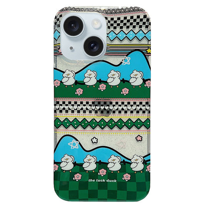 ELECTROPRIME For iPhone 15 Double Sided IMD Full Coverage TPU Phone Case(Two Rows of Ducks)