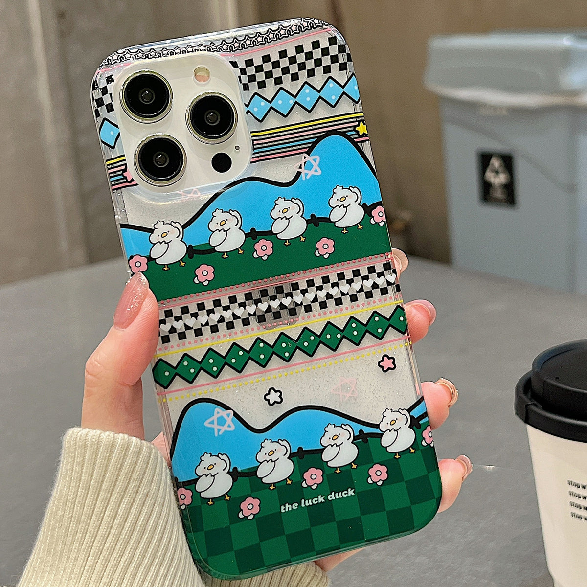 ELECTROPRIME For iPhone 15 Double Sided IMD Full Coverage TPU Phone Case(Two Rows of Ducks)