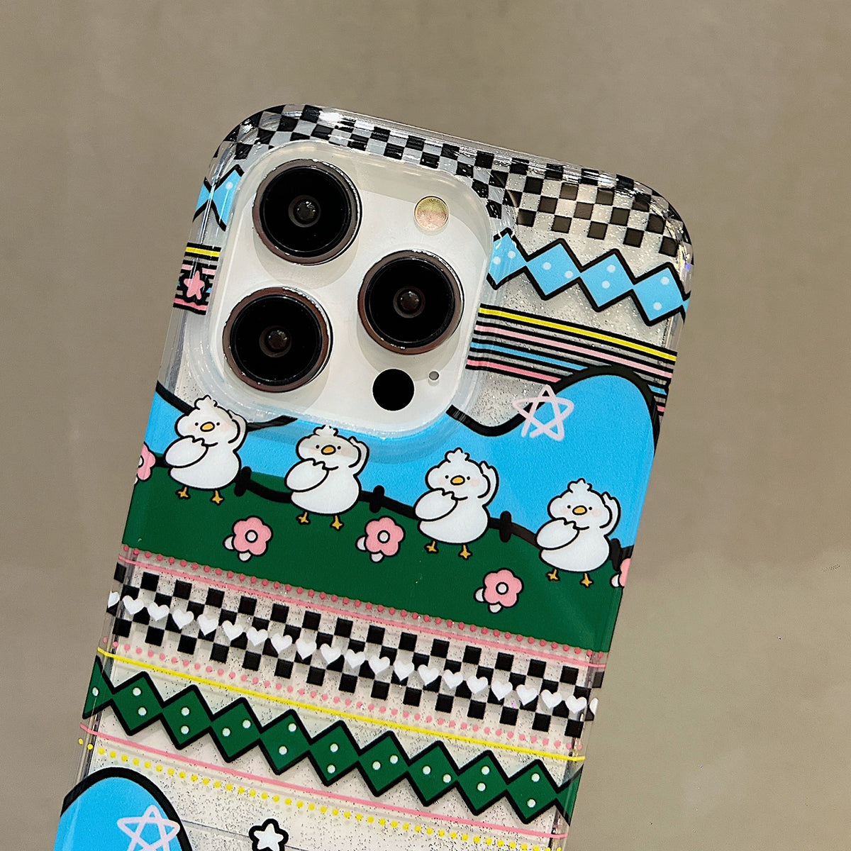 ELECTROPRIME For iPhone 15 Double Sided IMD Full Coverage TPU Phone Case(Two Rows of Ducks)