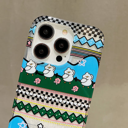 ELECTROPRIME For iPhone 15 Double Sided IMD Full Coverage TPU Phone Case(Two Rows of Ducks)