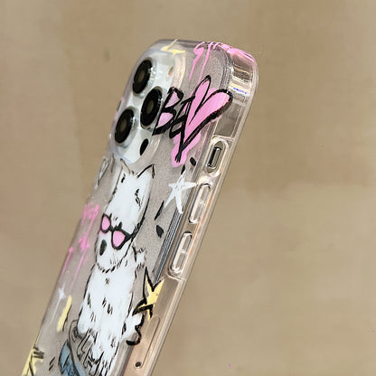 ELECTROPRIME For iPhone 15 Double Sided IMD Full Coverage TPU Phone Case(Dachshund Bow Cat)