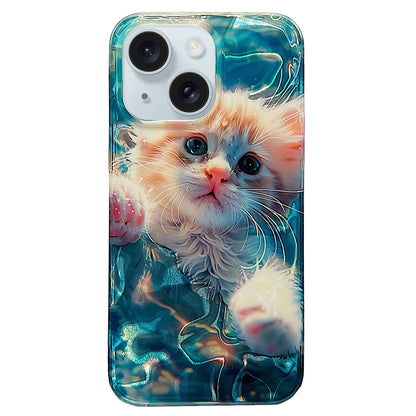 ELECTROPRIME For iPhone 15 Double Sided IMD Full Coverage TPU Phone Case(Cute Orange Cat)