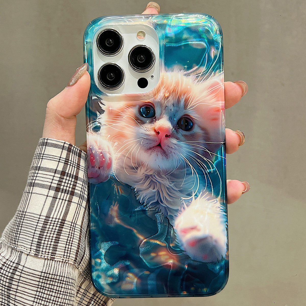 ELECTROPRIME For iPhone 15 Double Sided IMD Full Coverage TPU Phone Case(Cute Orange Cat)