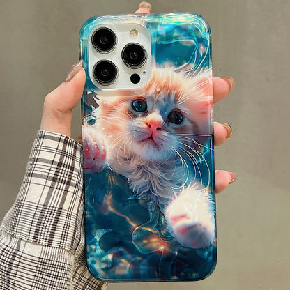 ELECTROPRIME For iPhone 15 Double Sided IMD Full Coverage TPU Phone Case(Cute Orange Cat)