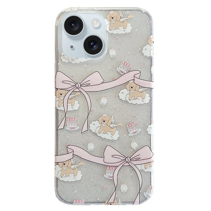 ELECTROPRIME For iPhone 15 Double Sided IMD Full Coverage TPU Phone Case(Bow Cake Cloud Puppy)