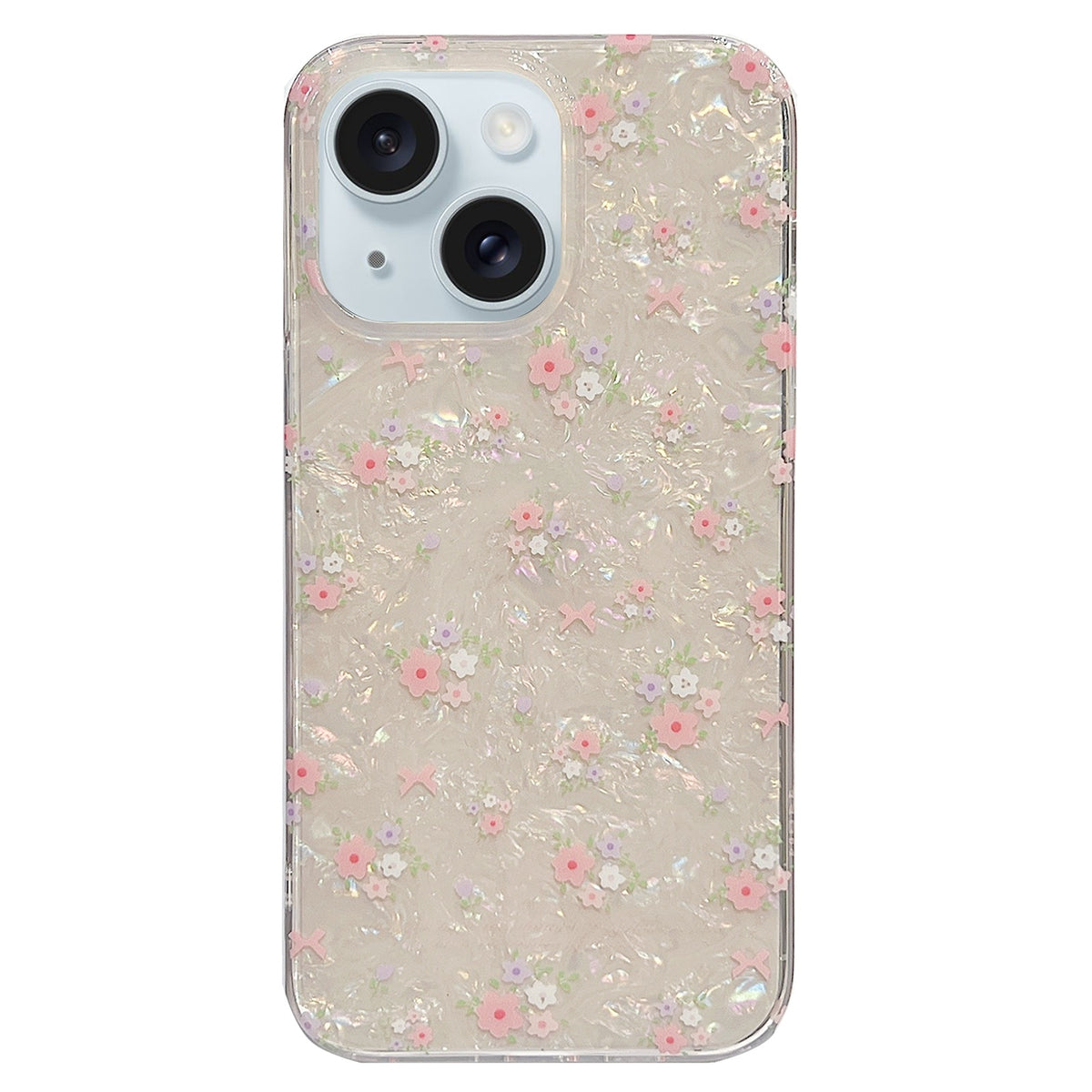ELECTROPRIME For iPhone 15 Double Sided IMD Full Coverage TPU Phone Case(Pink White Flowers)