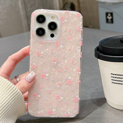ELECTROPRIME For iPhone 15 Double Sided IMD Full Coverage TPU Phone Case(Pink White Flowers)