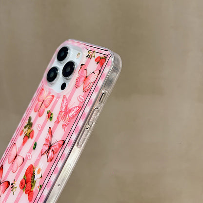 ELECTROPRIME For iPhone 15 Double Sided IMD Full Coverage TPU Phone Case(Pink Butterfly Fruit)