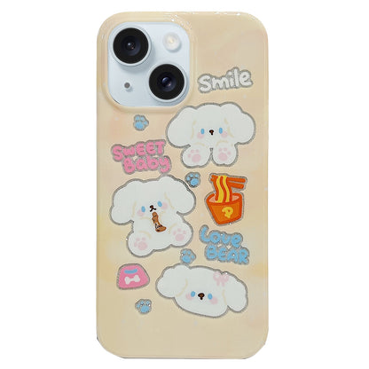 ELECTROPRIME For iPhone 15 Double Sided IMD Full Coverage TPU Phone Case(White Puppy Noodles)