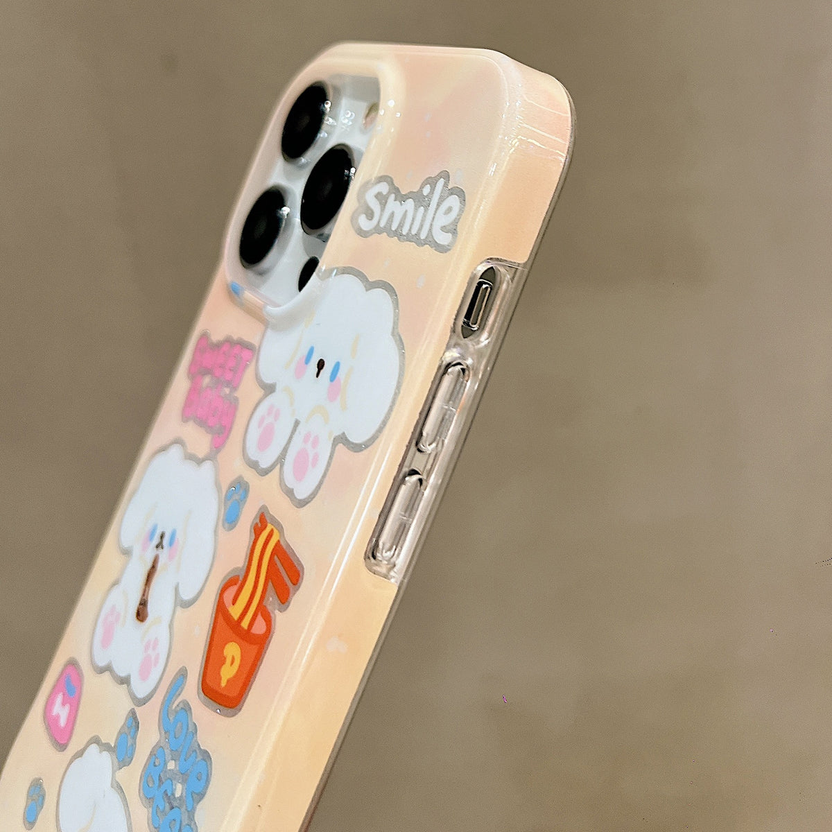 ELECTROPRIME For iPhone 15 Double Sided IMD Full Coverage TPU Phone Case(Pink Big Eared Dog)