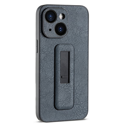 ELECTROPRIME For iPhone 15 PU Leather Push-pull Bracket Shockproof Phone Case(Black)