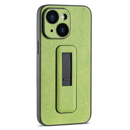 ELECTROPRIME For iPhone 15 PU Leather Push-pull Bracket Shockproof Phone Case(Green)