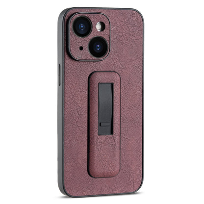 ELECTROPRIME For iPhone 15 PU Leather Push-pull Bracket Shockproof Phone Case(Wine Red)