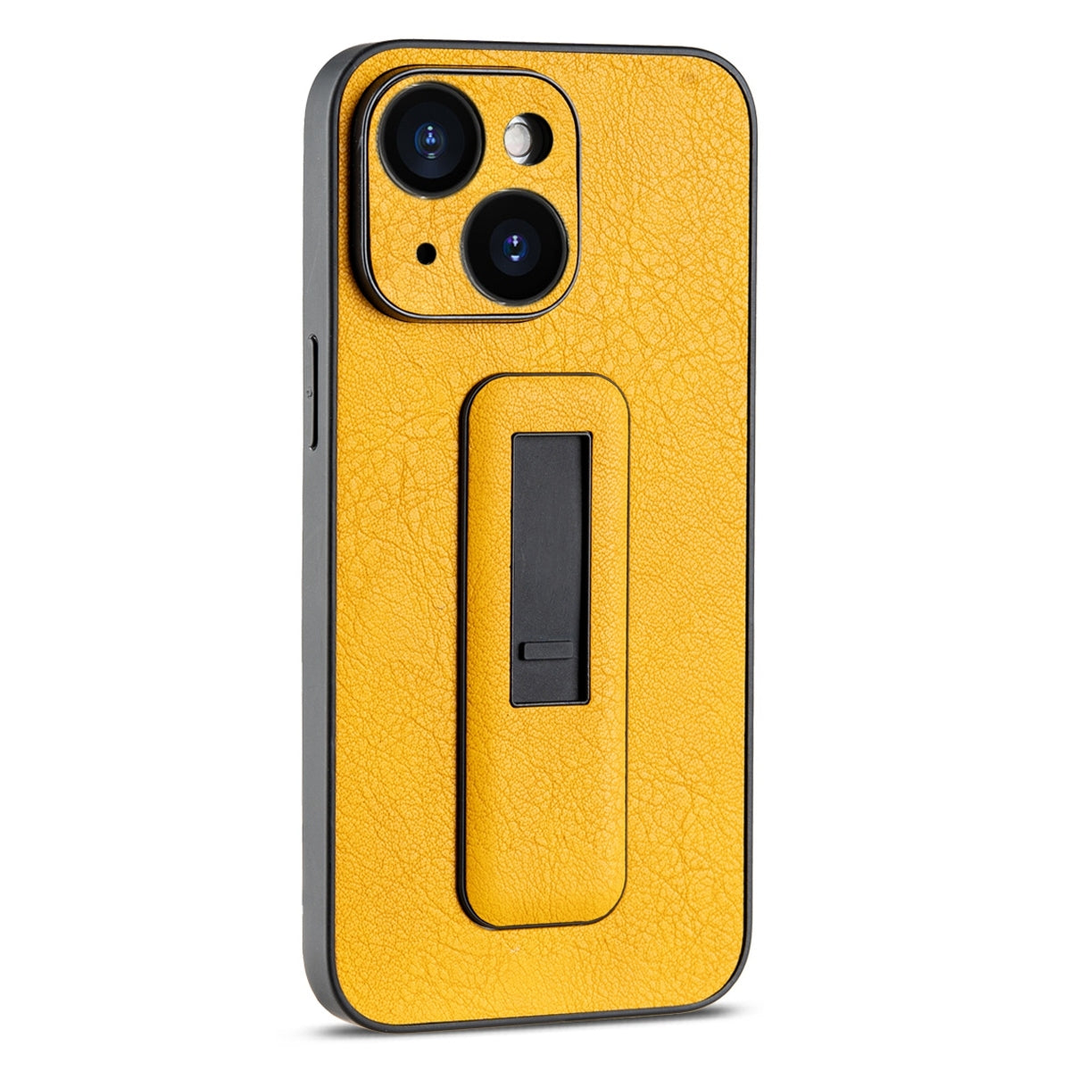 ELECTROPRIME For iPhone 15 PU Leather Push-pull Bracket Shockproof Phone Case(Yellow)