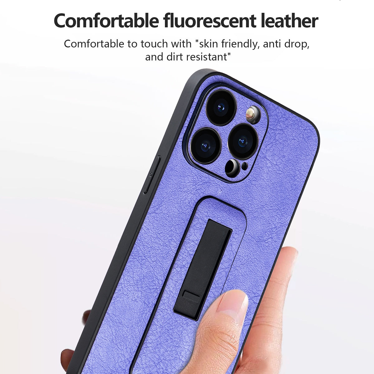 ELECTROPRIME For iPhone 15 Plus PU Leather Push-pull Bracket Shockproof Phone Case(Orange)