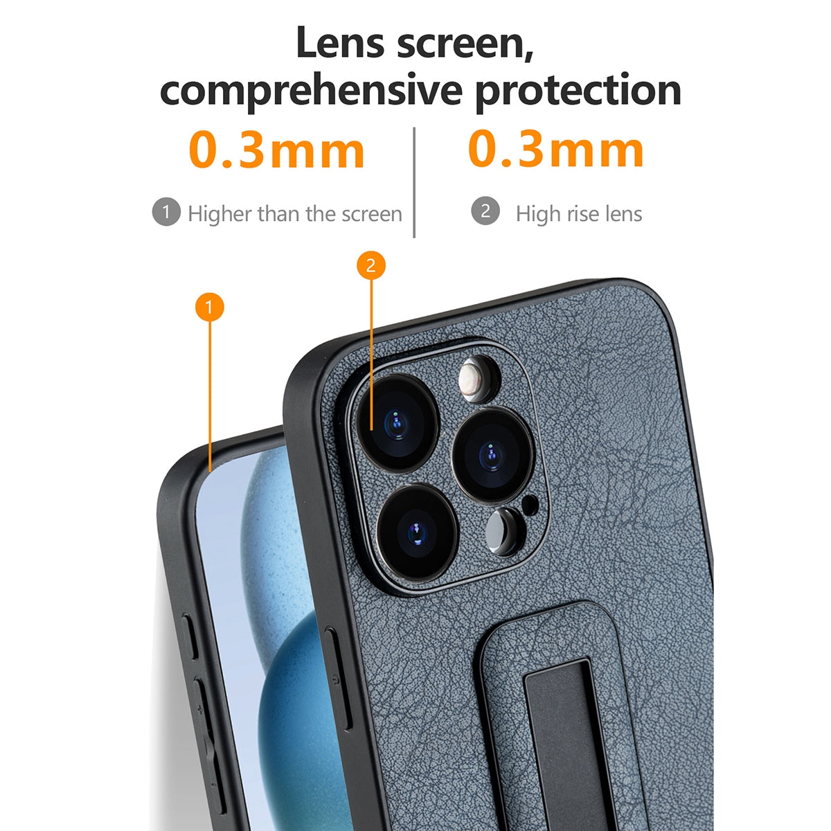 ELECTROPRIME For iPhone 15 Plus PU Leather Push-pull Bracket Shockproof Phone Case(Orange)