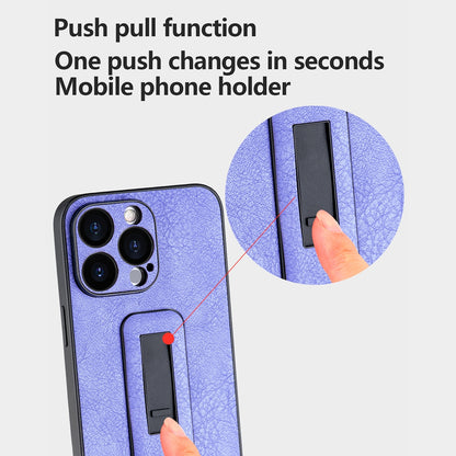 ELECTROPRIME For iPhone 15 PU Leather Push-pull Bracket Shockproof Phone Case(Yellow)