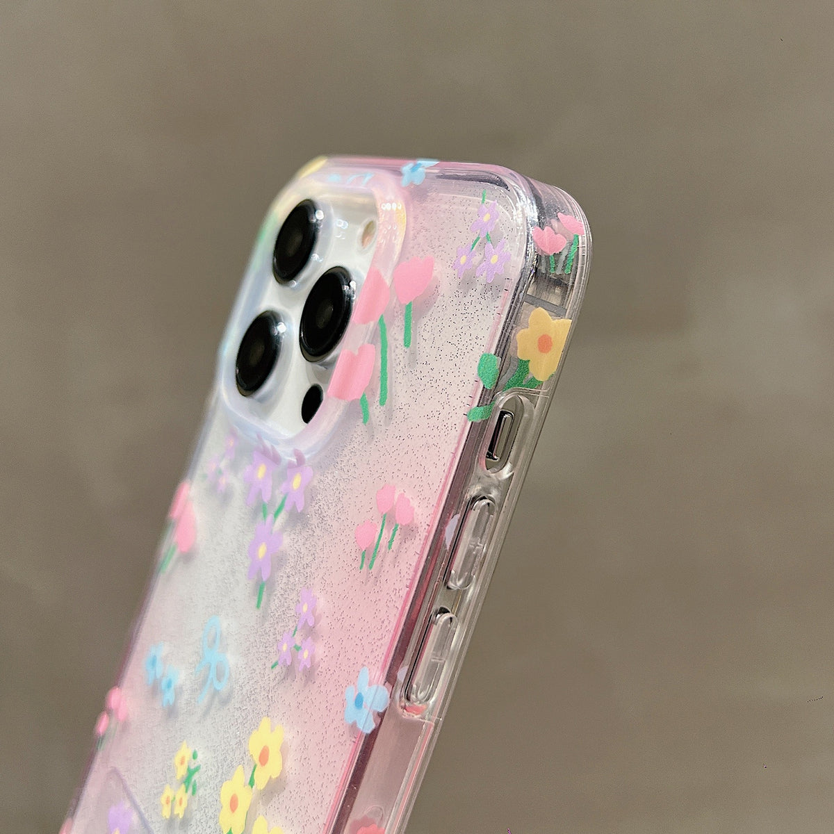 ELECTROPRIME For iPhone 15 Double Sided IMD Full Coverage TPU Phone Case(Hook Line Purple Pink Flowers)