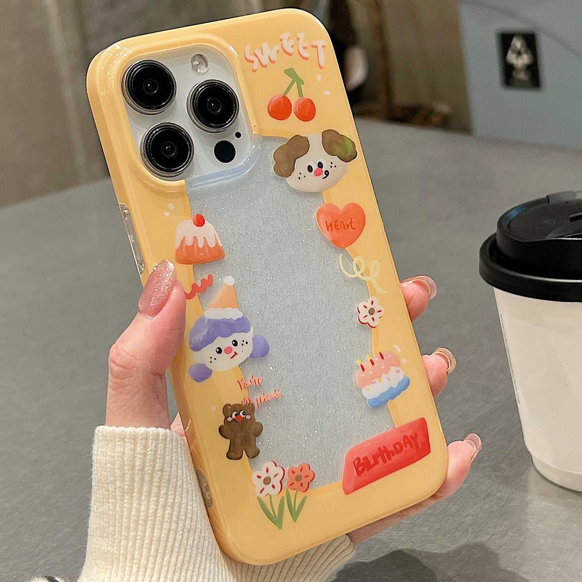 ELECTROPRIME For iPhone 15 Double Sided IMD Full Coverage TPU Phone Case(Side Cake Puppy)