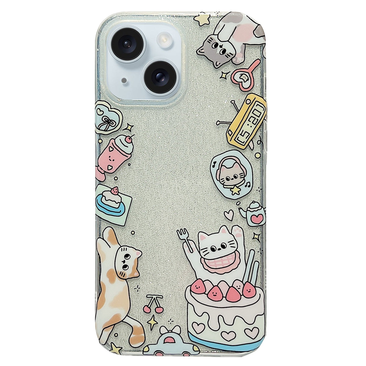 ELECTROPRIME For iPhone 15 Double Sided IMD Full Coverage TPU Phone Case(Side Cake Kitten)