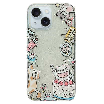 ELECTROPRIME For iPhone 15 Double Sided IMD Full Coverage TPU Phone Case(Side Cake Kitten)