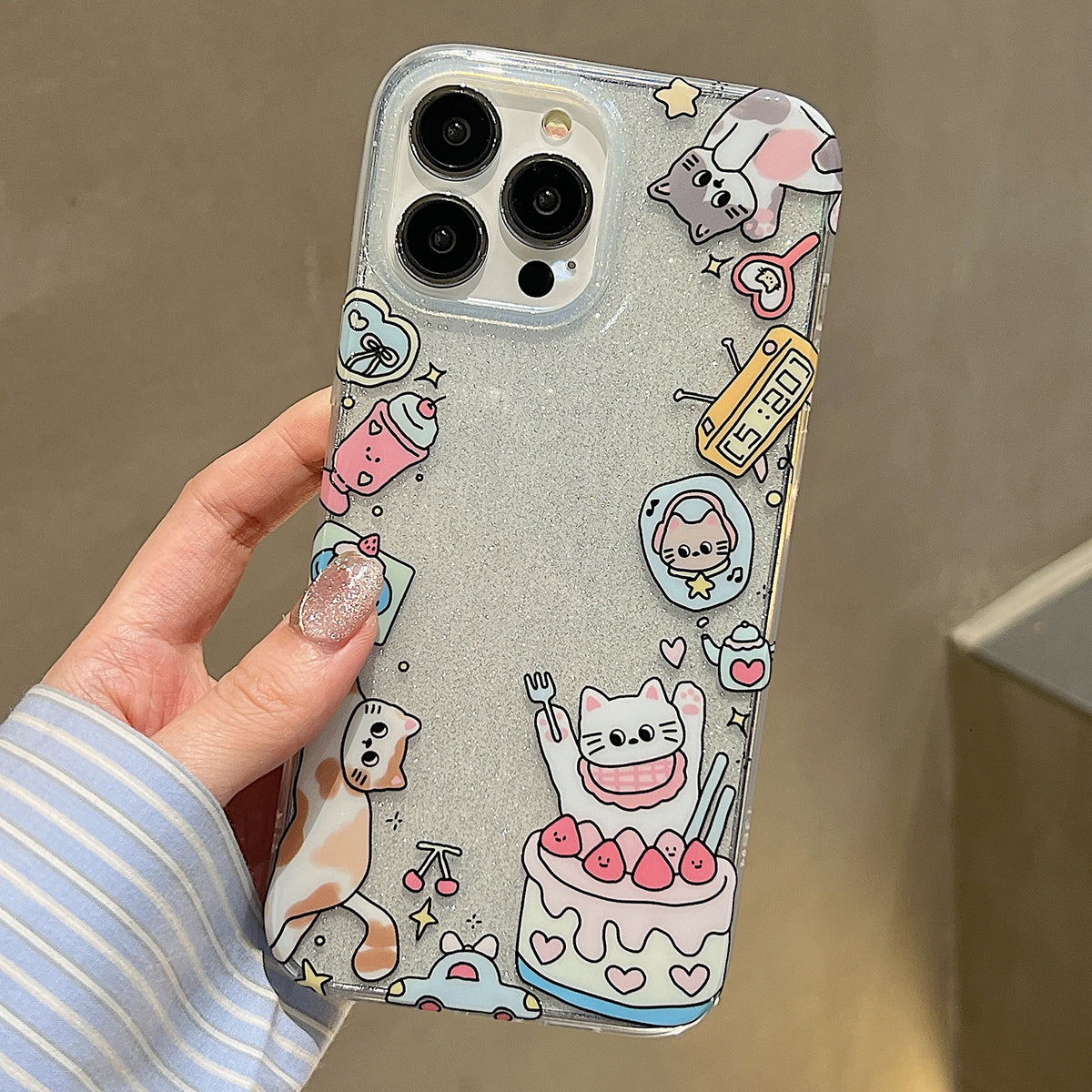 ELECTROPRIME For iPhone 15 Double Sided IMD Full Coverage TPU Phone Case(Side Cake Kitten)