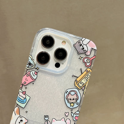 ELECTROPRIME For iPhone 15 Double Sided IMD Full Coverage TPU Phone Case(Side Cake Kitten)