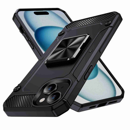 ELECTROPRIME For iPhone 15 Shockproof Metal Holder Phone Case(Black)