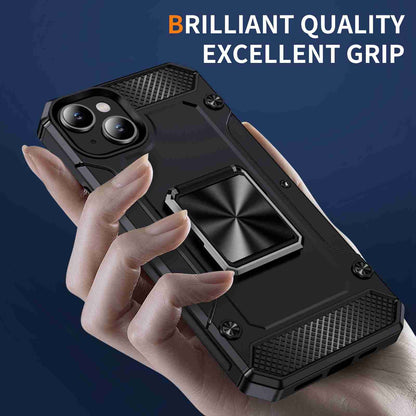 ELECTROPRIME For iPhone 15 Shockproof Metal Holder Phone Case(Black)