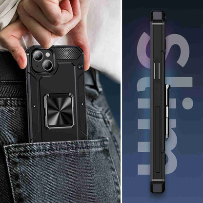 ELECTROPRIME For iPhone 15 Shockproof Metal Holder Phone Case(Black)
