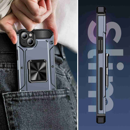 ELECTROPRIME For iPhone 15 Shockproof Metal Holder Phone Case(Grey)
