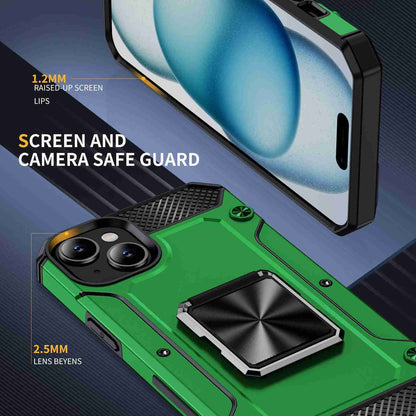 ELECTROPRIME For iPhone 15 Shockproof Metal Holder Phone Case(Green)