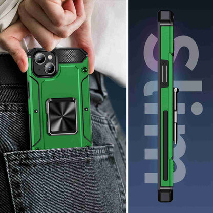 ELECTROPRIME For iPhone 15 Shockproof Metal Holder Phone Case(Green)