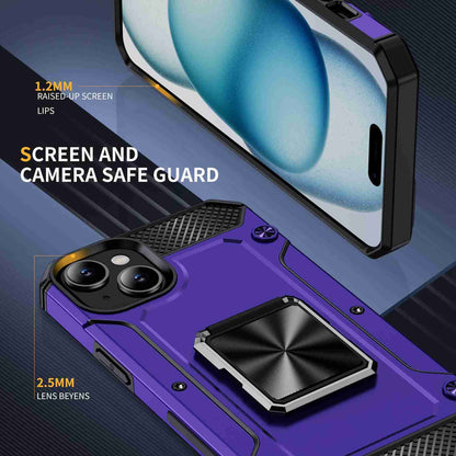 ELECTROPRIME For iPhone 15 Shockproof Metal Holder Phone Case(Purple)