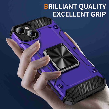 ELECTROPRIME For iPhone 15 Shockproof Metal Holder Phone Case(Purple)