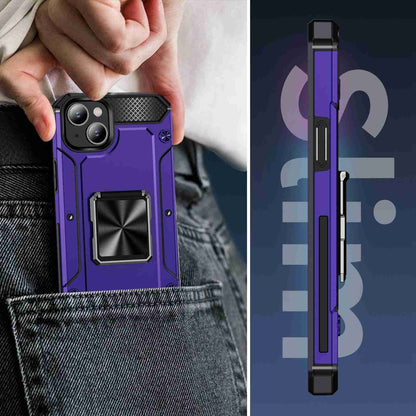 ELECTROPRIME For iPhone 15 Shockproof Metal Holder Phone Case(Purple)