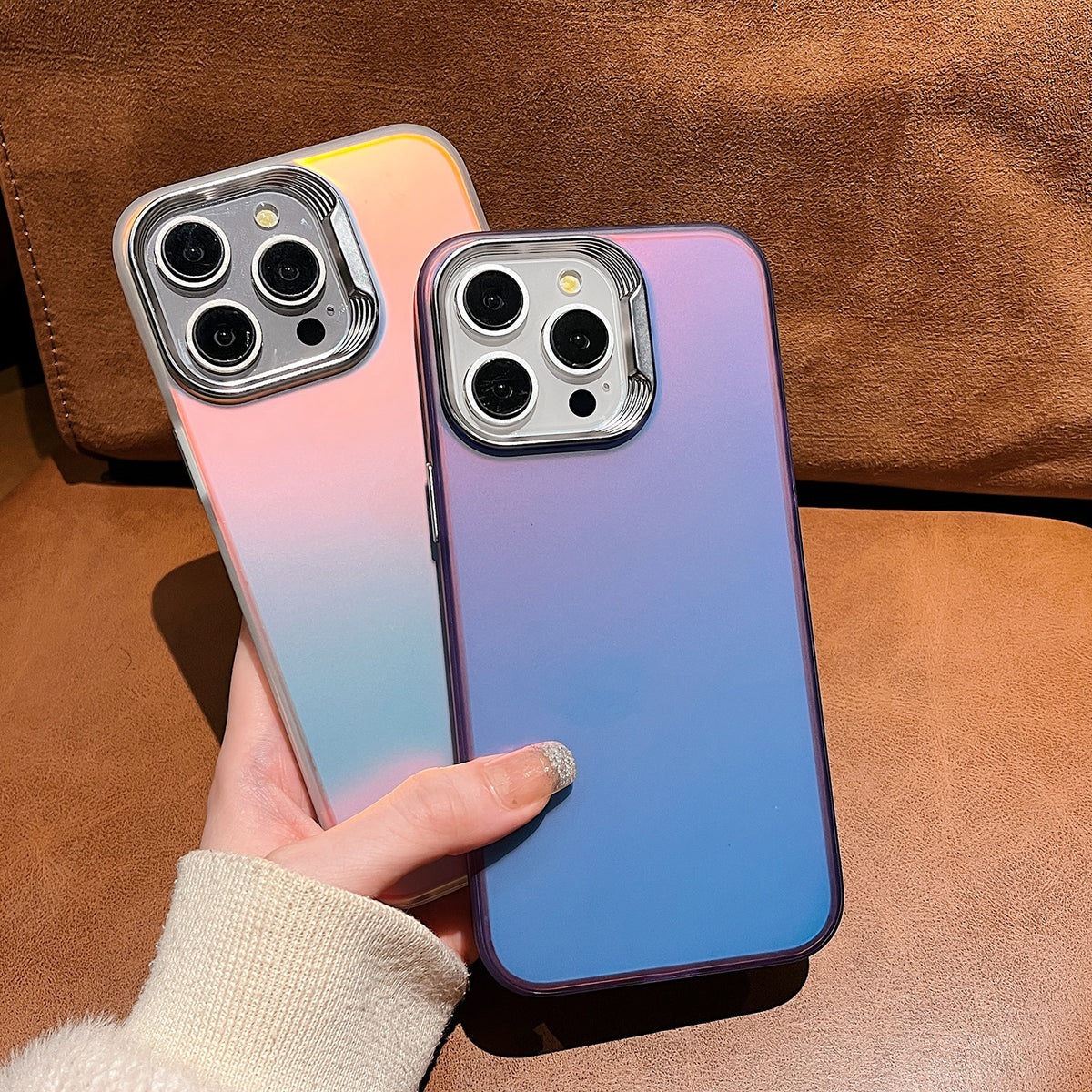 ELECTROPRIME For iPhone 15 Laser Gradient Color PC + TPU Phone Case(Dazzle Orange)