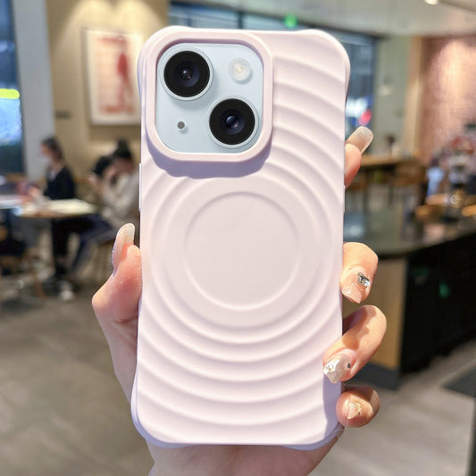 ELECTROPRIME For iPhone 15 MagSafe Magnetic Ring Texture TPU Phone Case(Light Purple)